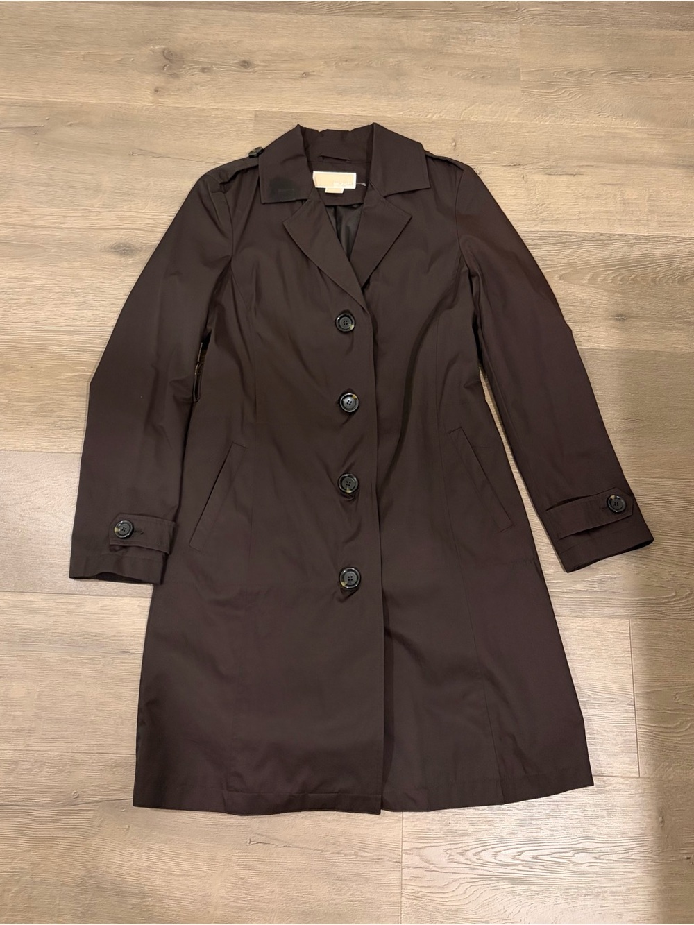 Michael Kors Dark Brown Single-Breasted Trench Coat